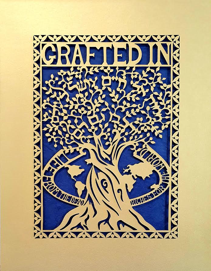 Grafted In - Papercut over Purple Rice Paper by Grace Alon
