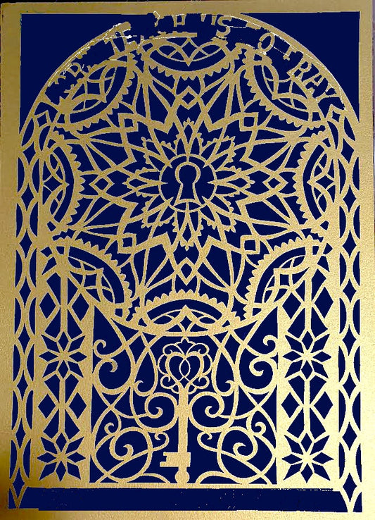 Key of David | Metallic Laser-cut Paper over Purple Rice Paper by Grace Alon